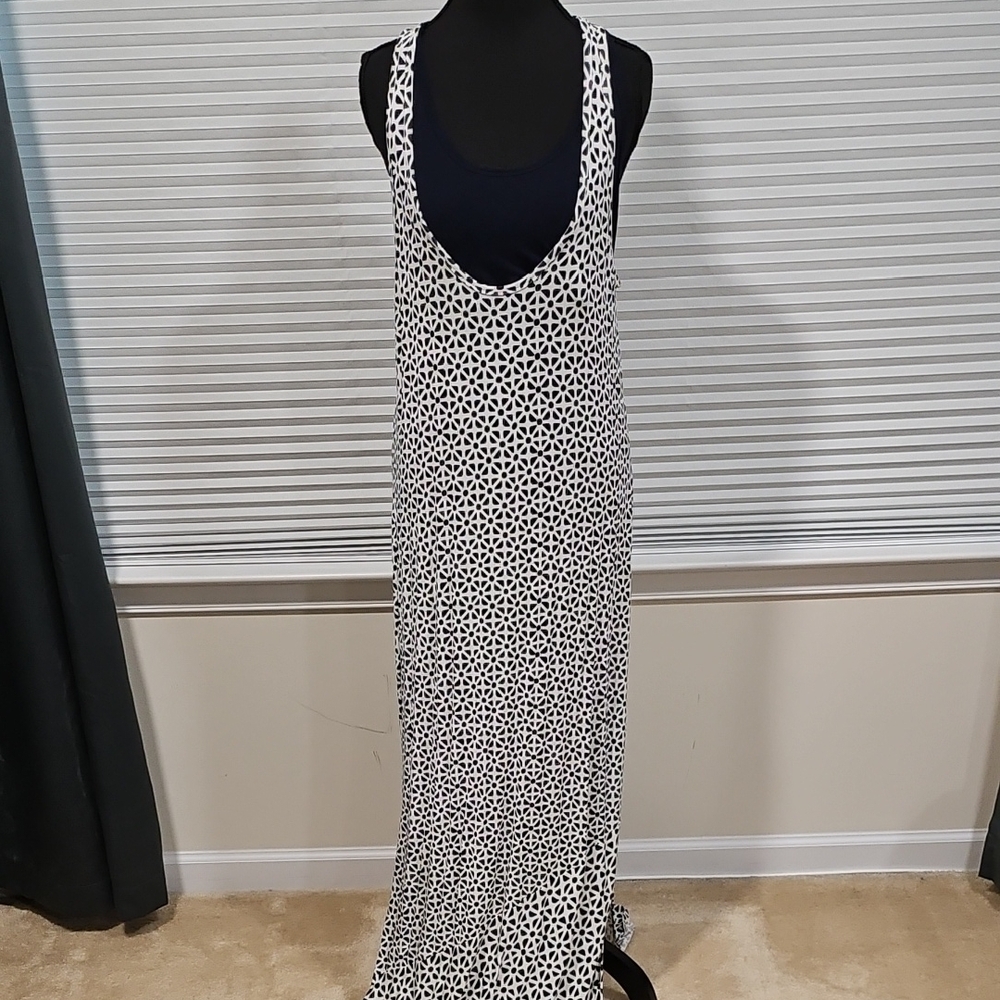 CAbi Blue and White Sleeveless Sundress Maxi